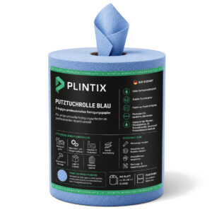 PLINTIX Putztuchrolle Blau – 35 × 37 cm, 3-lagig, 500 Abrisse